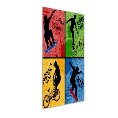 Tableau en acrylique Vélo et planche à roulettes