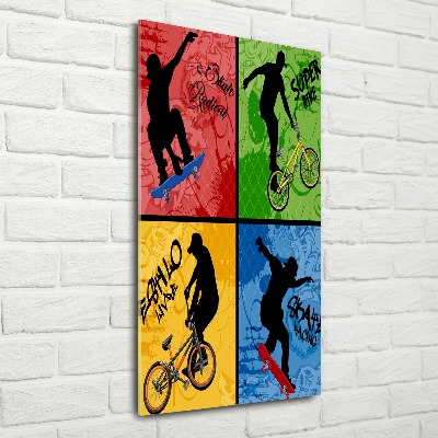 Tableau en acrylique Vélo et planche à roulettes