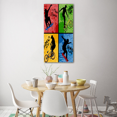 Tableau en acrylique Vélo et planche à roulettes