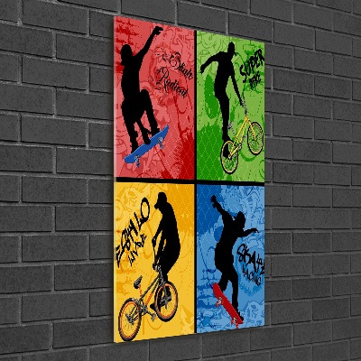 Tableau en acrylique Vélo et planche à roulettes