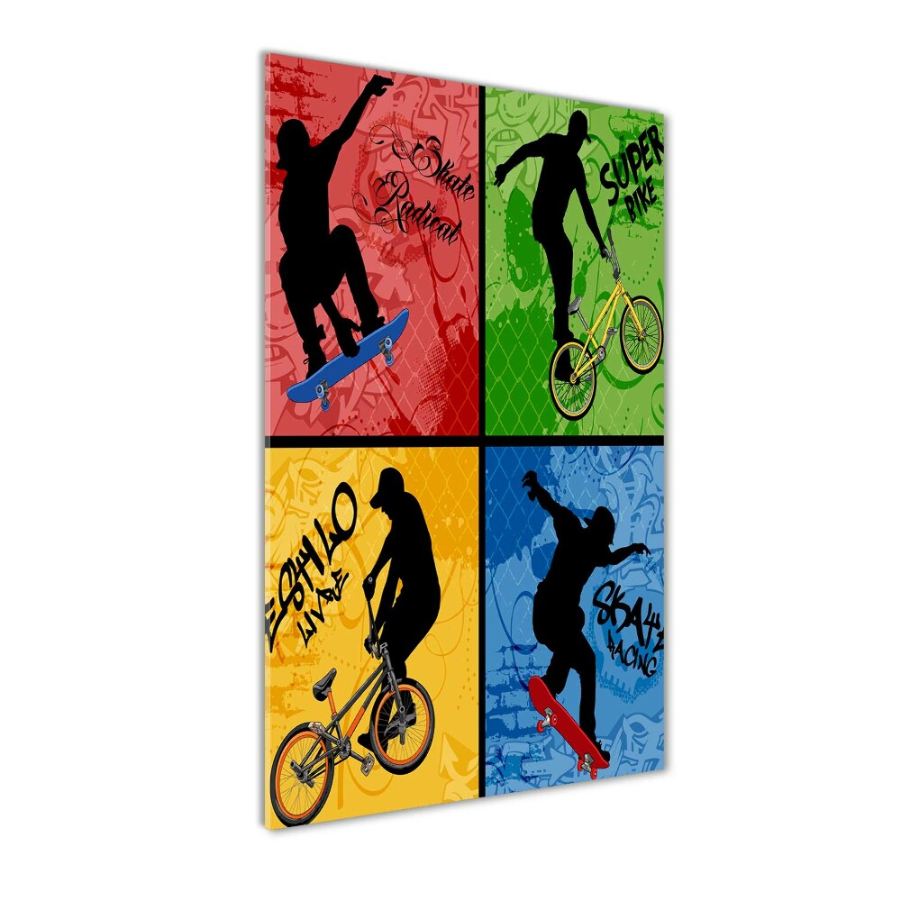 Tableau en acrylique Vélo et planche à roulettes