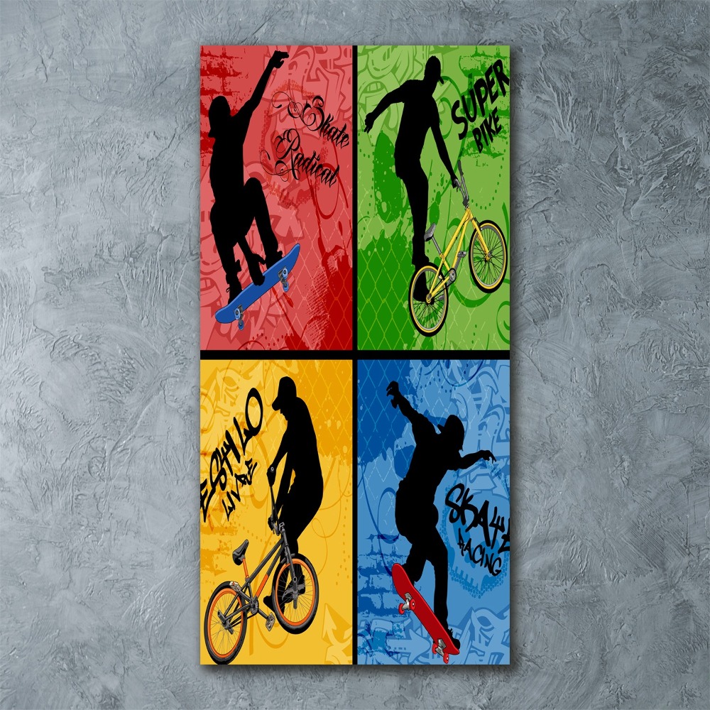 Tableau en acrylique Vélo et planche à roulettes