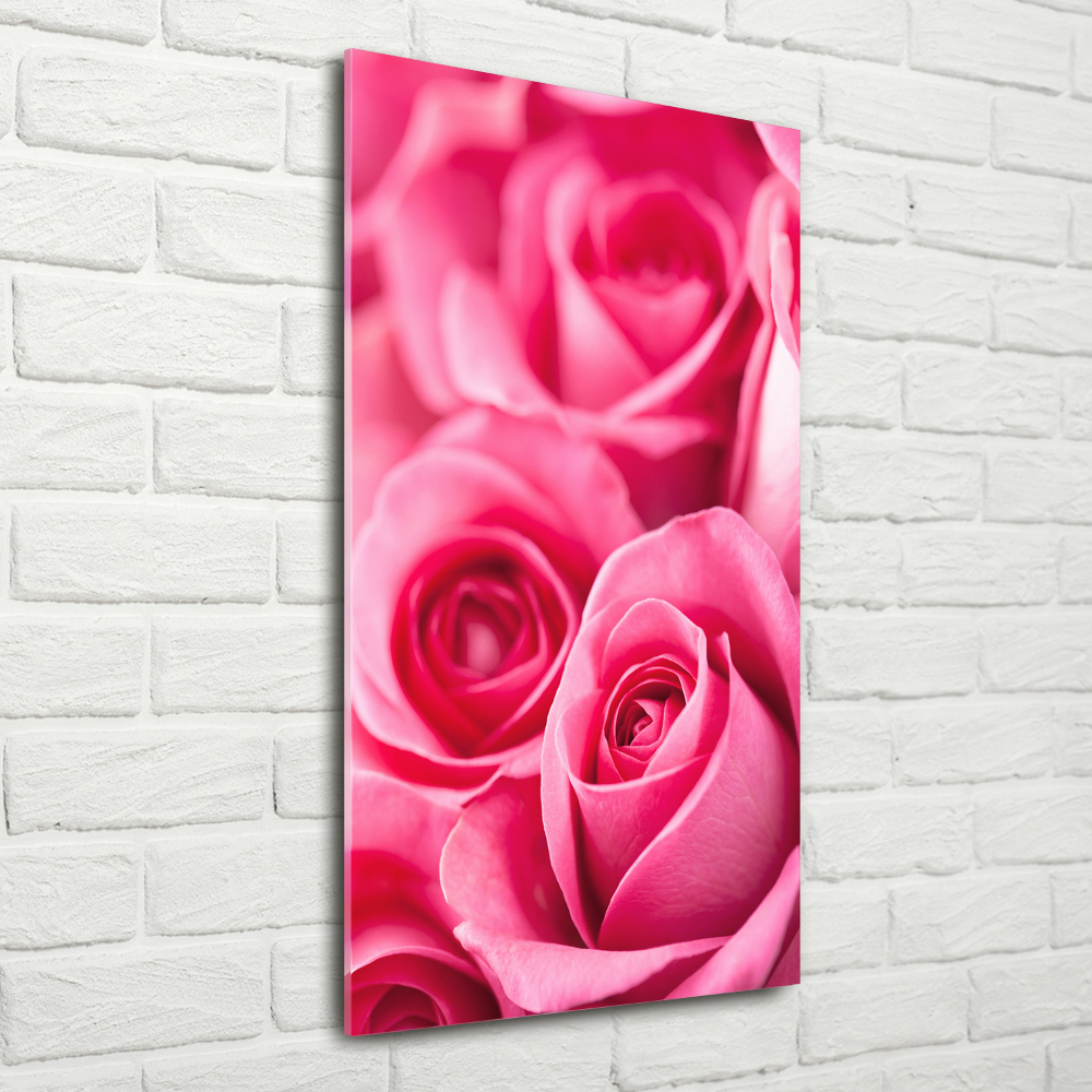 Tableau sur verre acrylique Roses roses