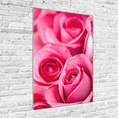 Tableau sur verre acrylique Roses roses