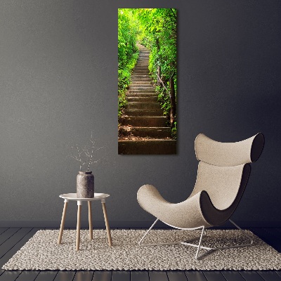 Tableau sur verre acrylique Escalier dans la forêt