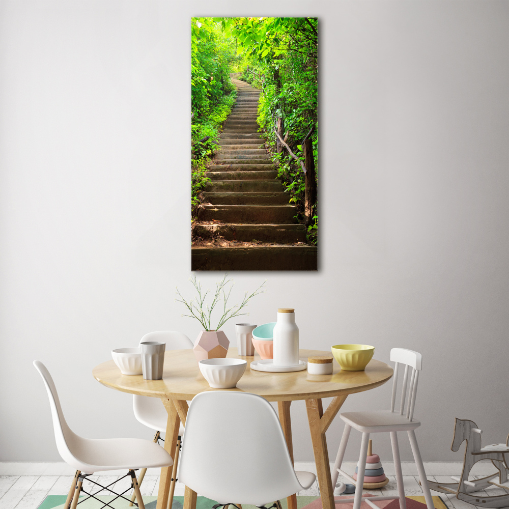 Tableau sur verre acrylique Escalier dans la forêt