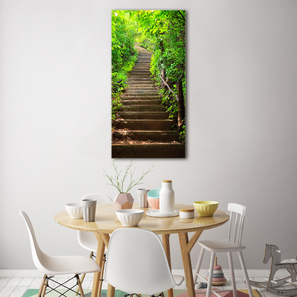 Tableau sur verre acrylique Escalier dans la forêt