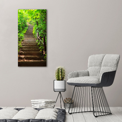 Tableau sur verre acrylique Escalier dans la forêt