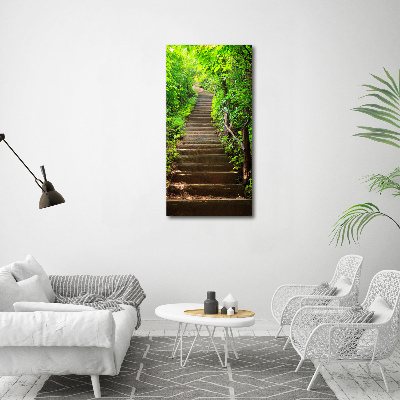 Tableau sur verre acrylique Escalier dans la forêt