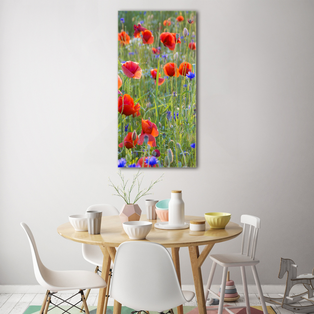 Tableau sur verre acrylique Fleurs de coquelicots rouges