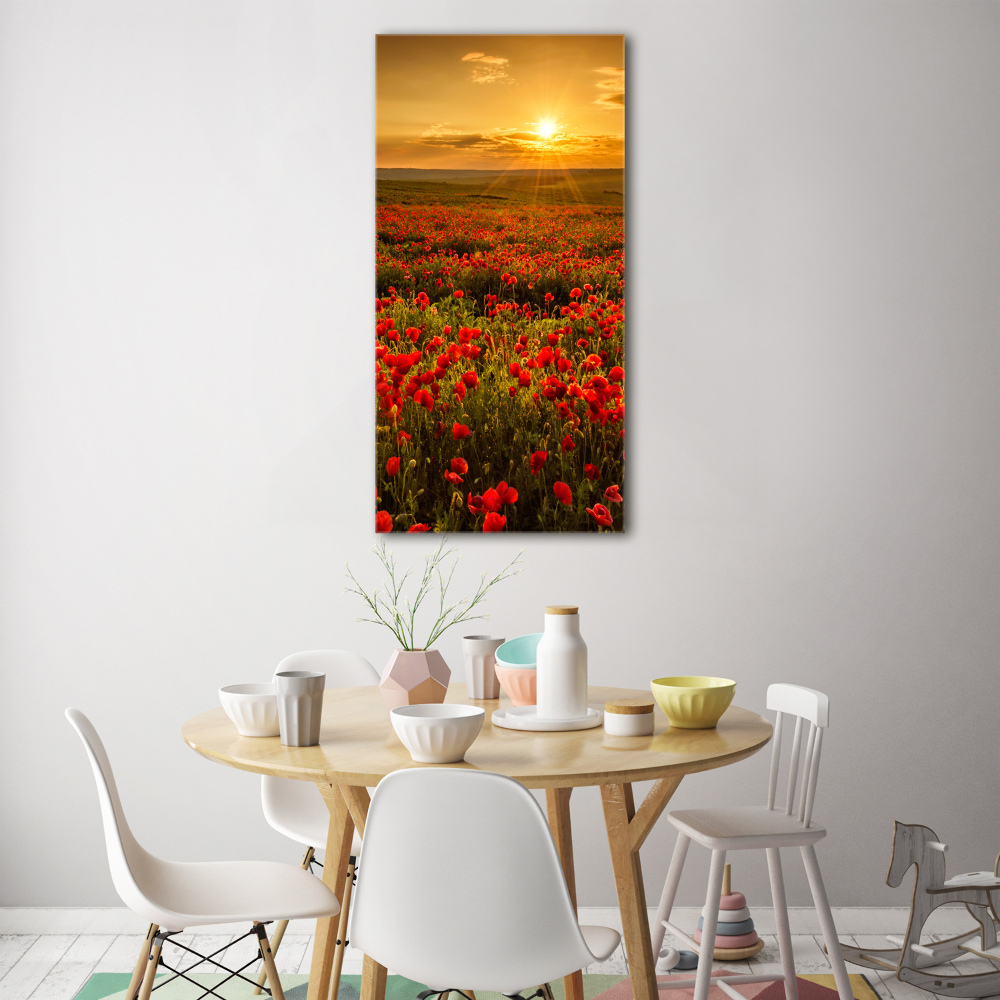 Tableau verre acrylique Champ de coquelicots