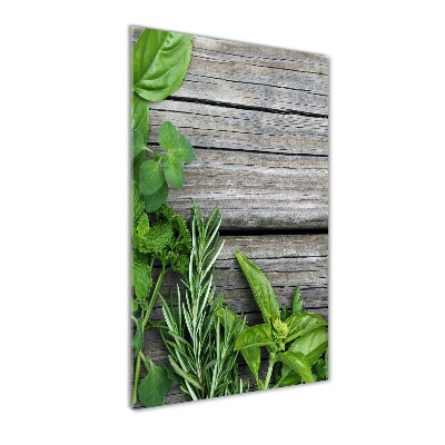 Tableau verre acrylique Herbes sur bois