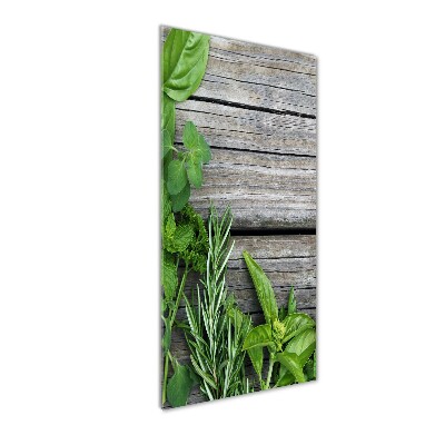 Tableau verre acrylique Herbes sur bois