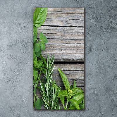 Tableau verre acrylique Herbes sur bois