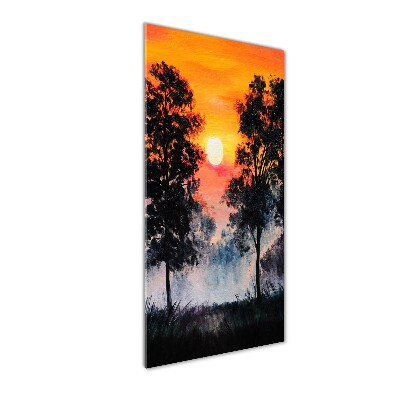 Acrylique tableau Forêt au coucher du soleil