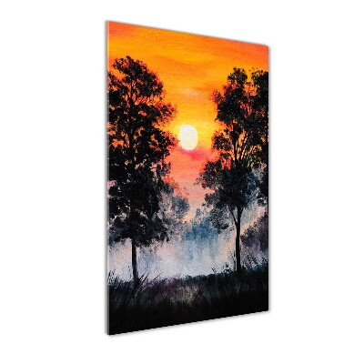 Acrylique tableau Forêt au coucher du soleil