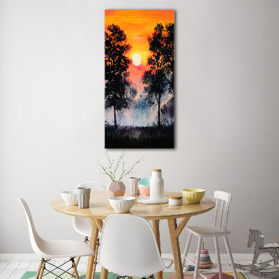 Acrylique tableau Forêt au coucher du soleil