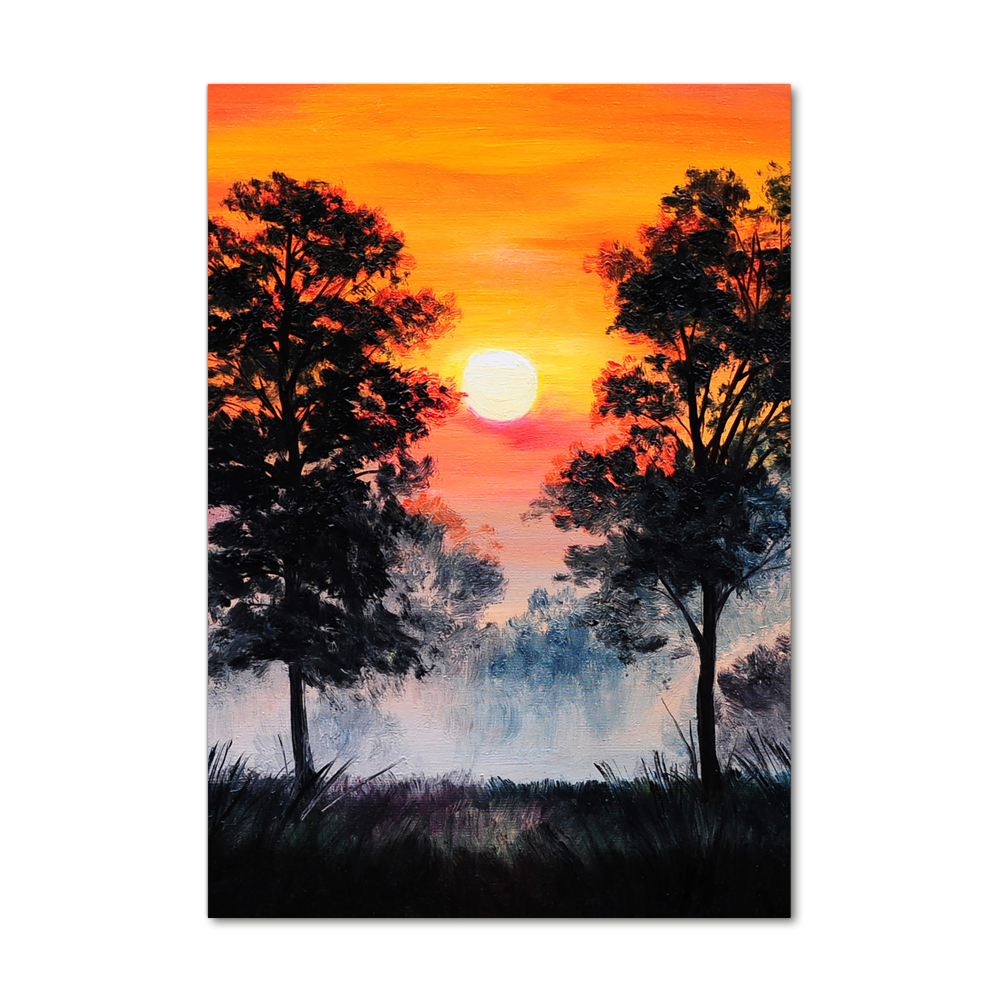 Acrylique tableau Forêt au coucher du soleil