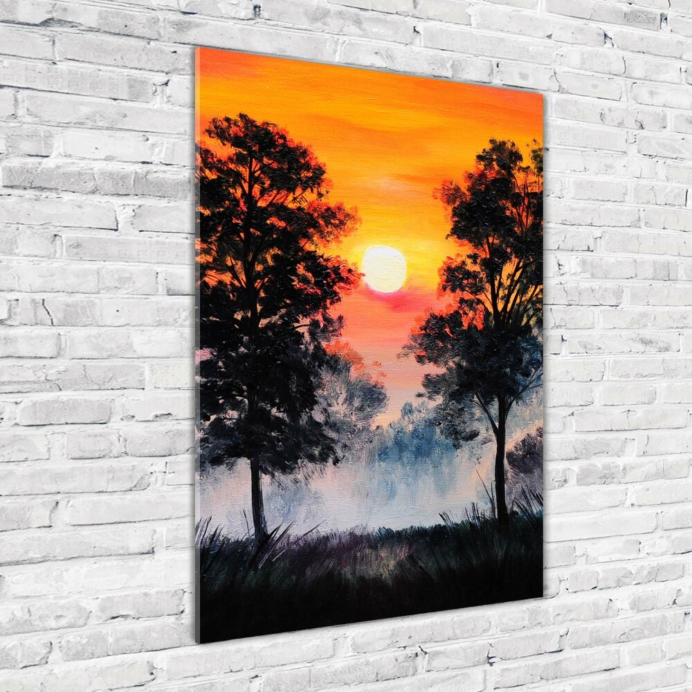 Acrylique tableau Forêt au coucher du soleil