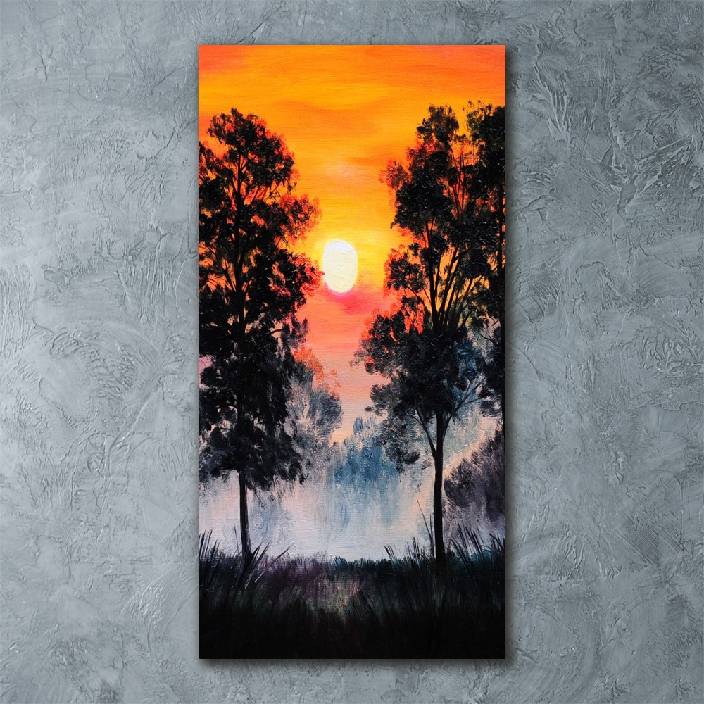 Acrylique tableau Forêt au coucher du soleil