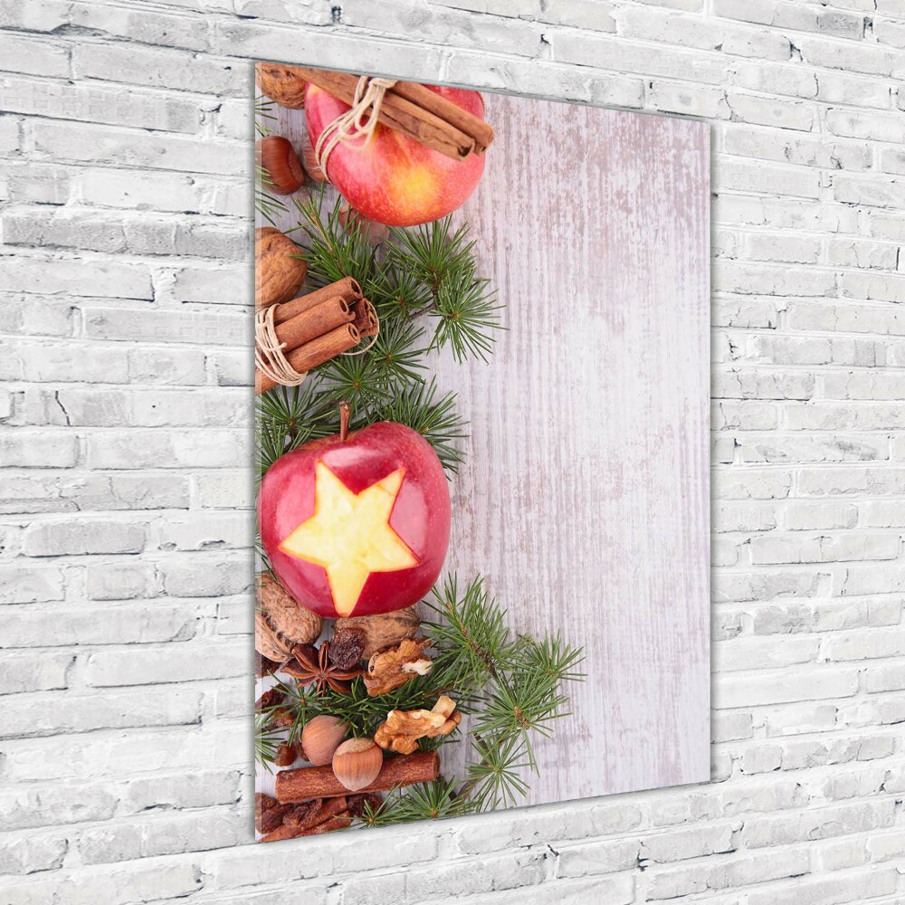 Tableau sur verre acrylique Pommes de Noël