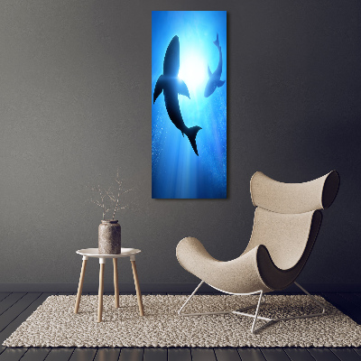 Tableau sur verre acrylique Silhouettes de requins