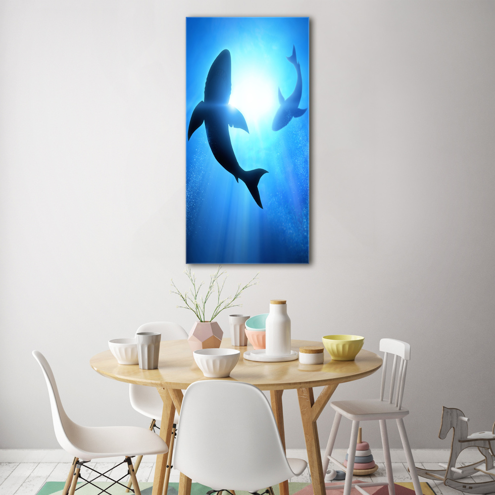 Tableau sur verre acrylique Silhouettes de requins