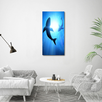 Tableau sur verre acrylique Silhouettes de requins