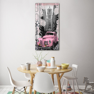 Acrylique tableau Voiture rose