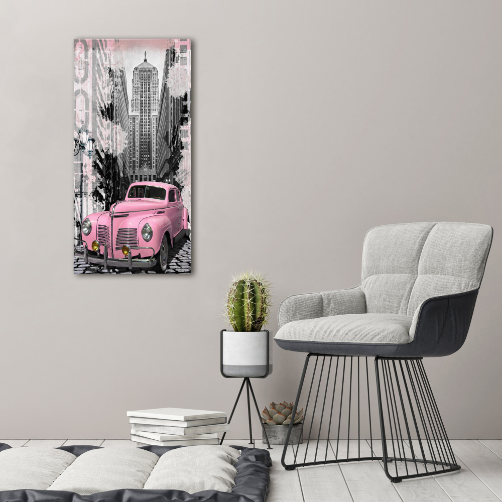 Acrylique tableau Voiture rose