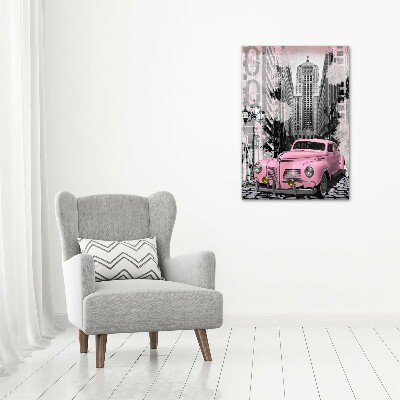 Acrylique tableau Voiture rose