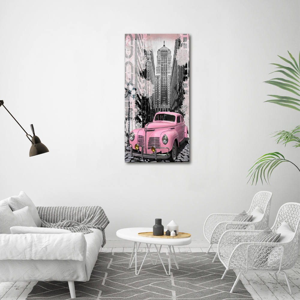 Acrylique tableau Voiture rose