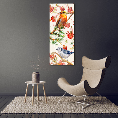 Tableau acrylique Oiseaux et fleurs