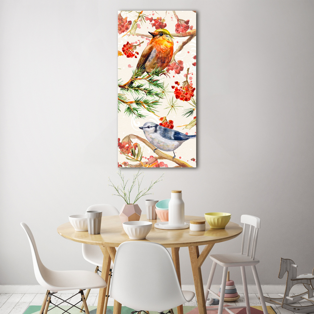 Tableau acrylique Oiseaux et fleurs