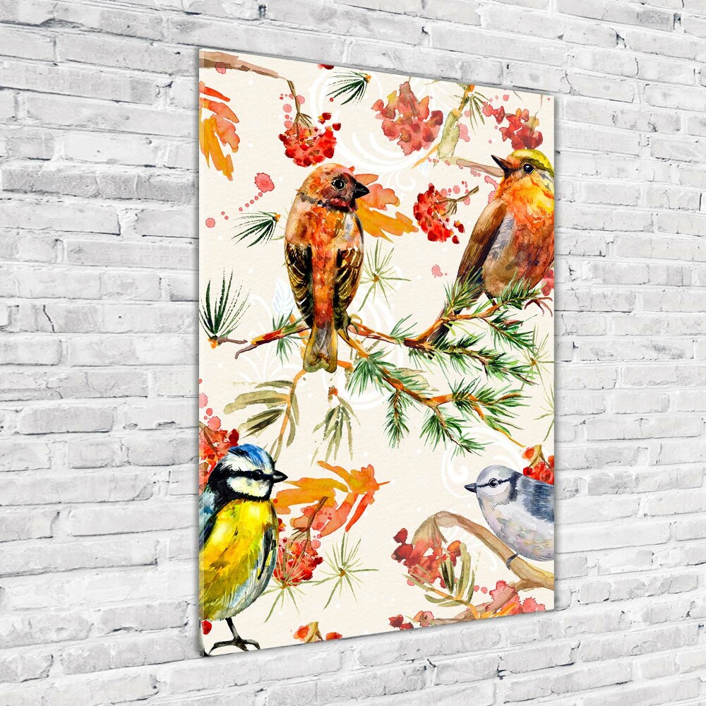 Tableau acrylique Oiseaux et fleurs