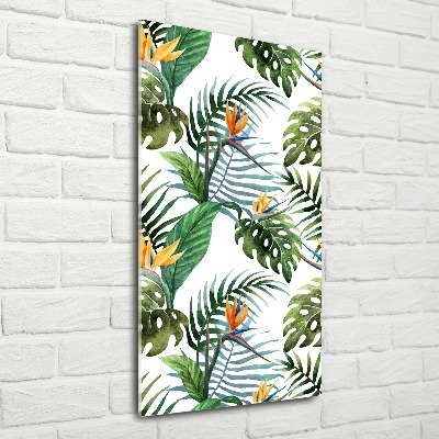 Acrylique tableau Feuilles tropicales fleurs