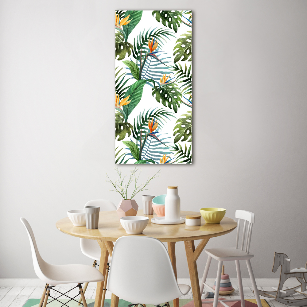 Acrylique tableau Feuilles tropicales fleurs