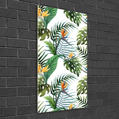 Acrylique tableau Feuilles tropicales fleurs