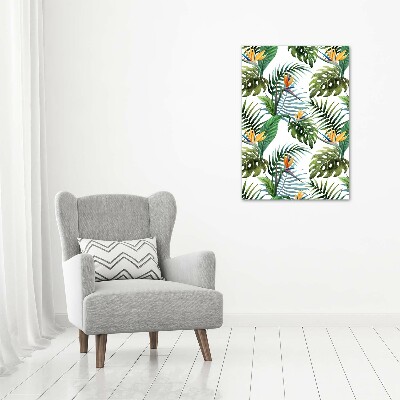 Acrylique tableau Feuilles tropicales fleurs