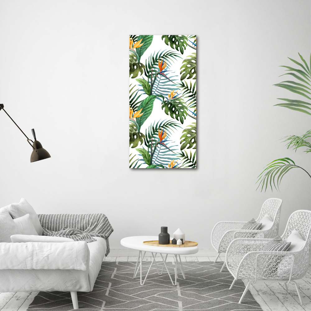 Acrylique tableau Feuilles tropicales fleurs