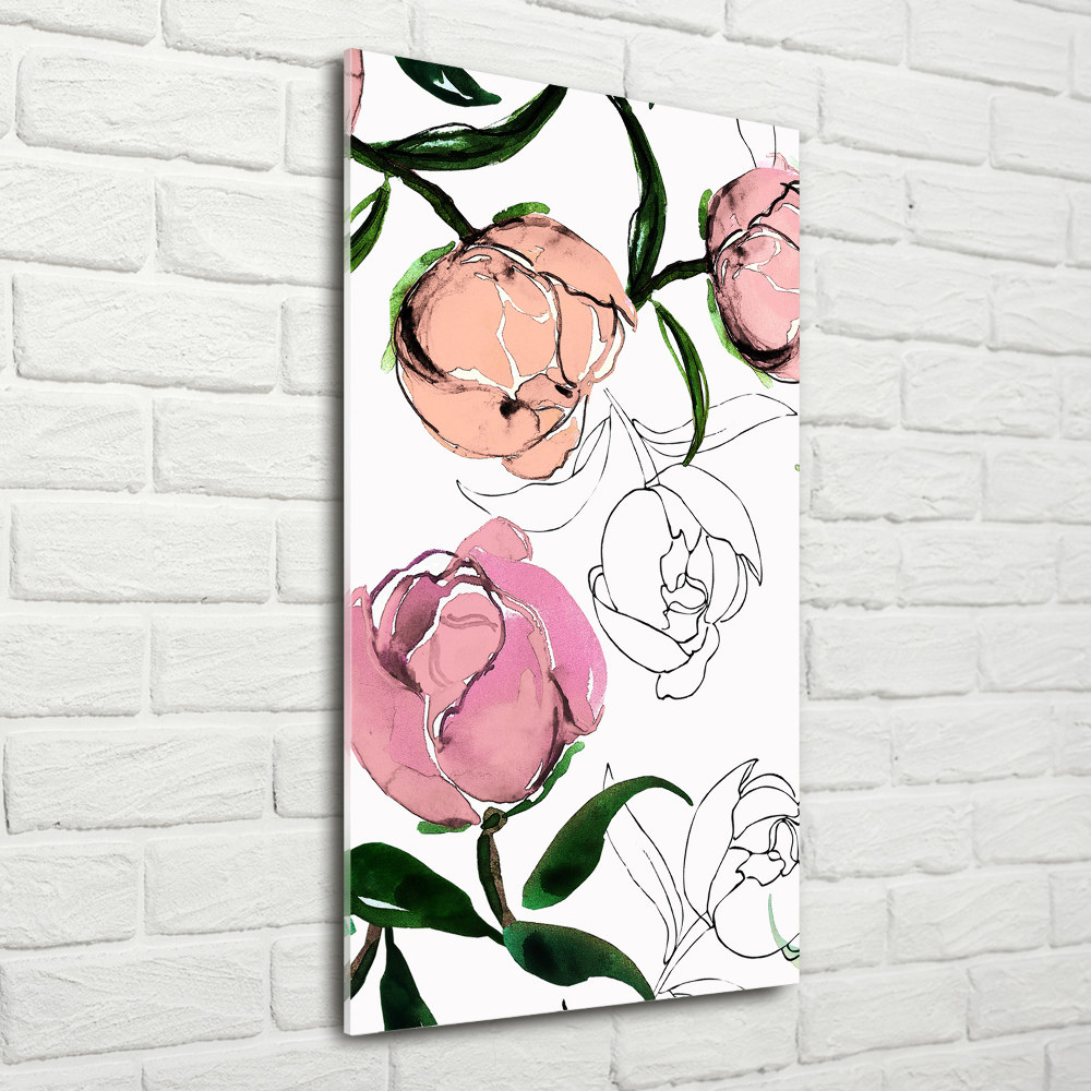 Tableau verre acrylique Pivoines