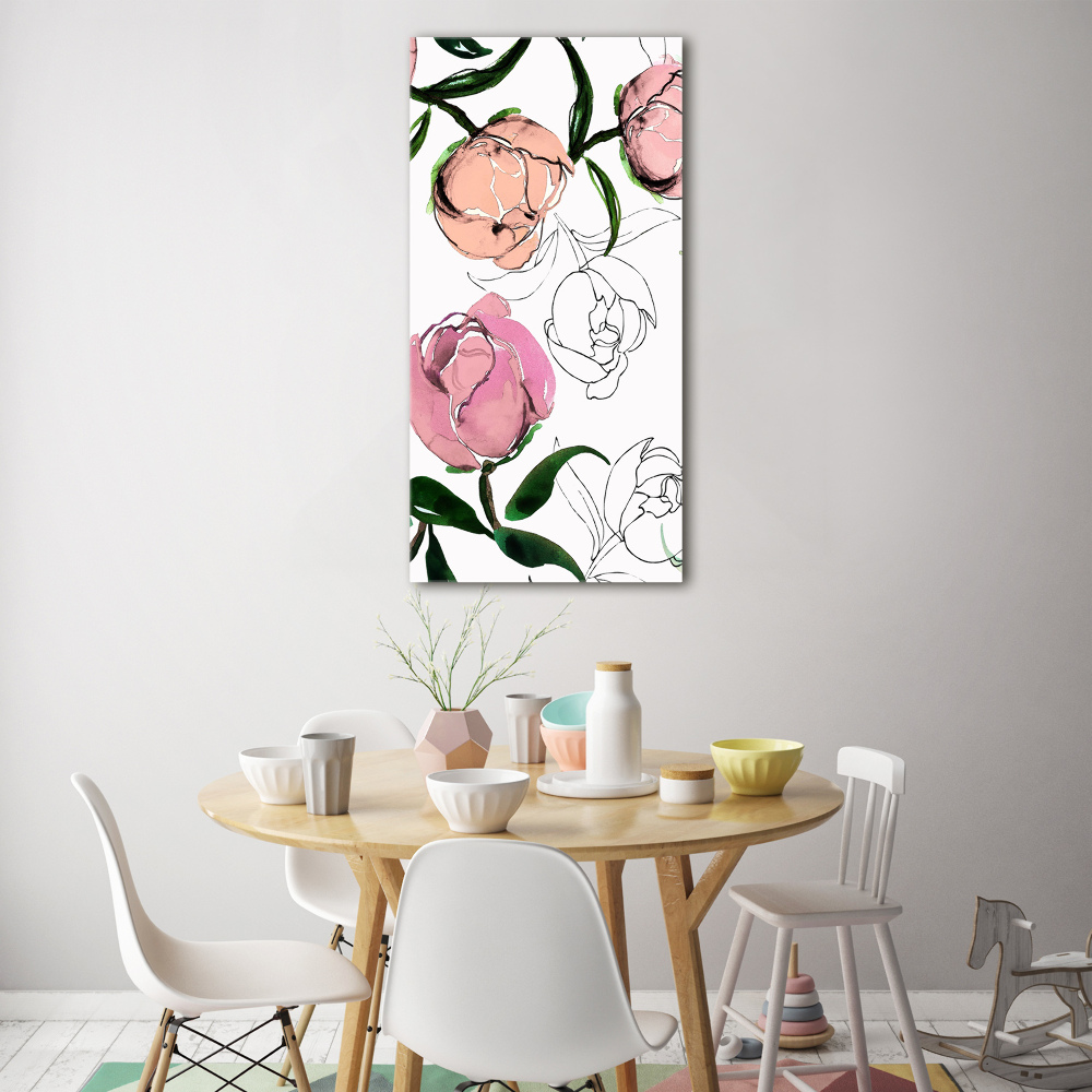 Tableau verre acrylique Pivoines