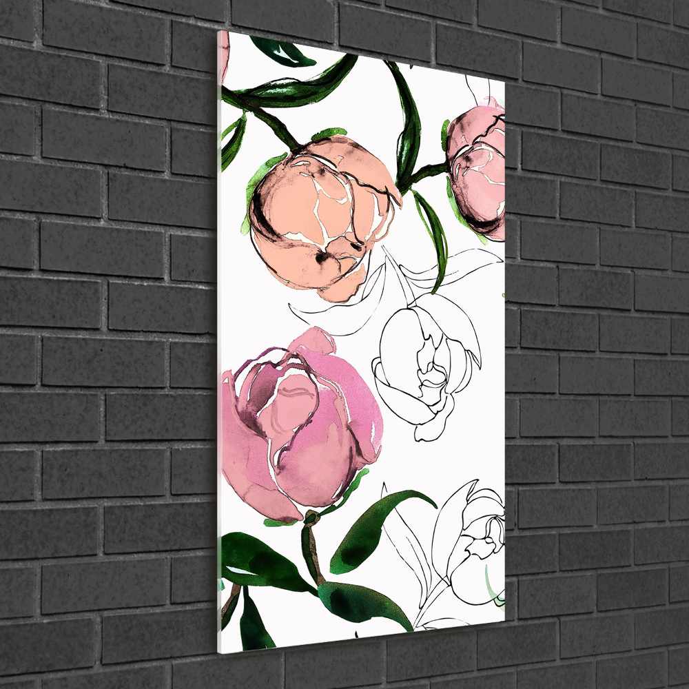 Tableau verre acrylique Pivoines