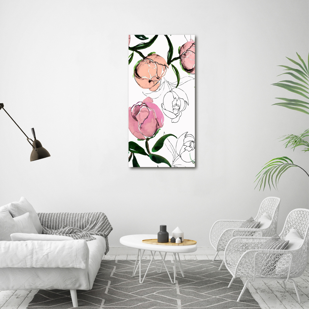 Tableau verre acrylique Pivoines