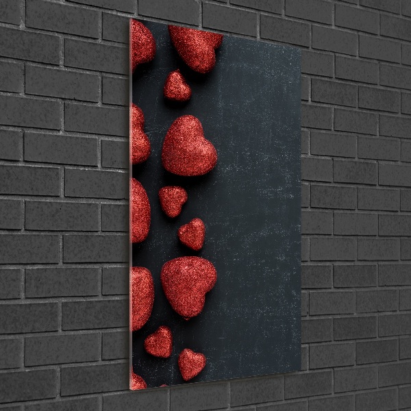 Tableau en acrylique Coeurs sur un tableau noir