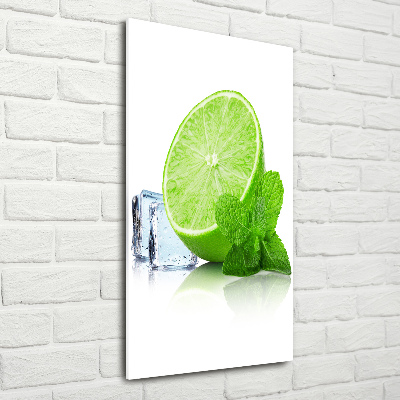 Tableau verre acrylique Citron vert et glace