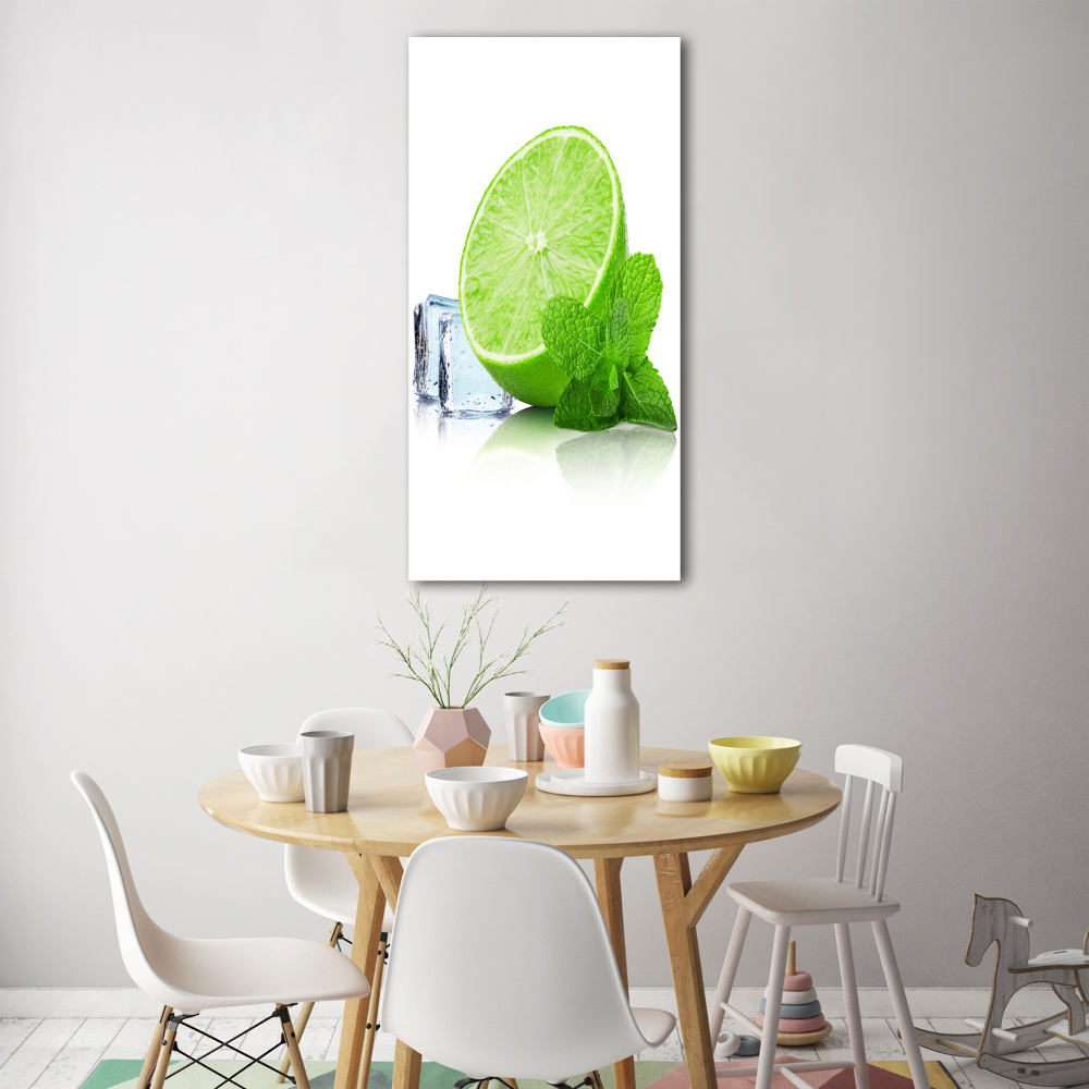 Tableau verre acrylique Citron vert et glace