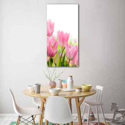 Tableau verre acrylique Tulipes roses