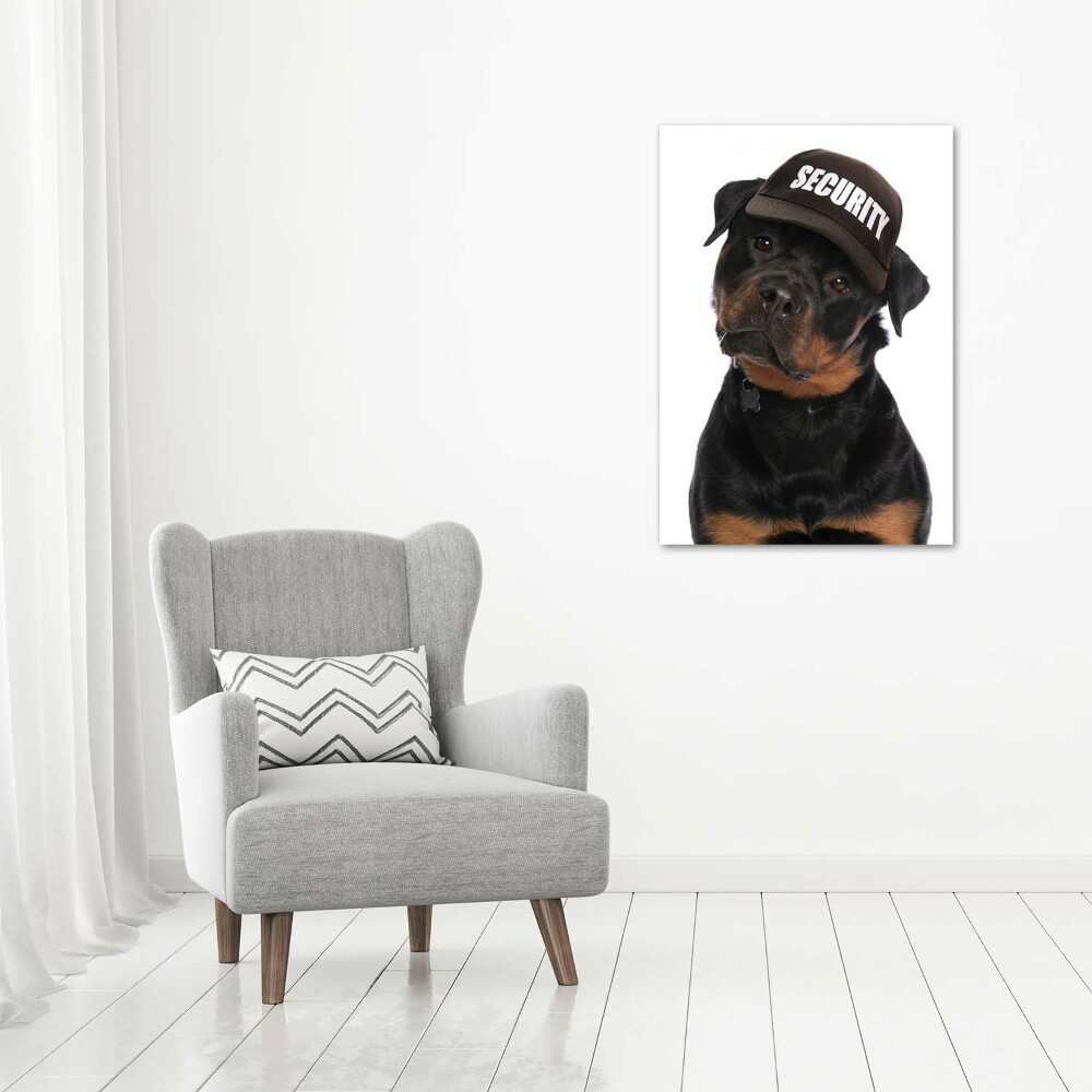 Tableau en acrylique Rottweiler en casquette