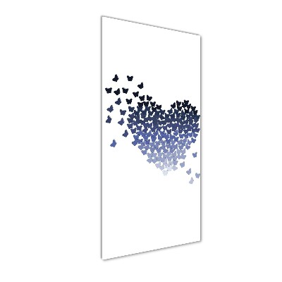 Tableau verre acrylique Coeur avec papillons